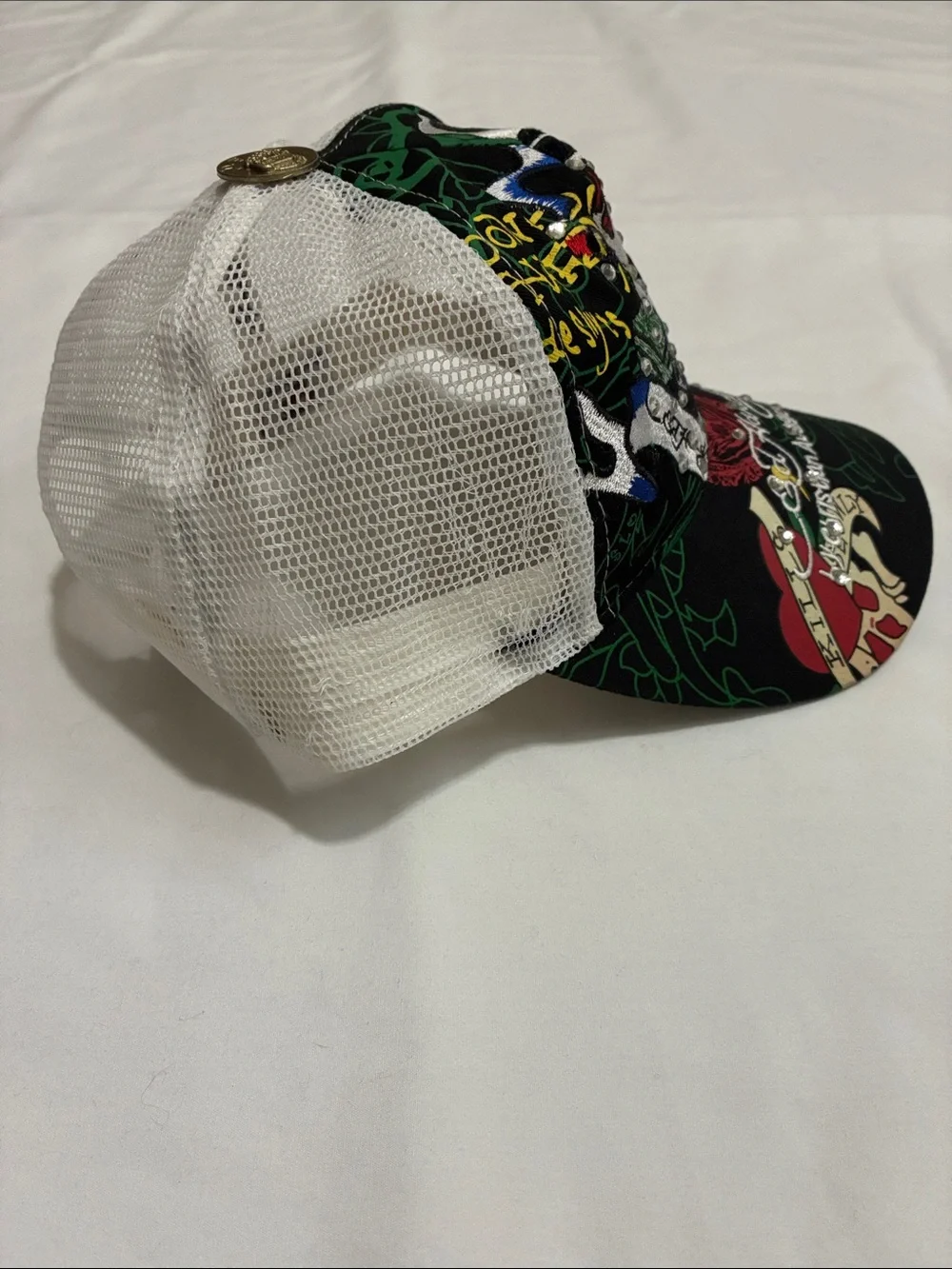 Don Ed Hardy Skull Dice Baseball Cap Trucker Hat Snapback Rhinestone Bling
